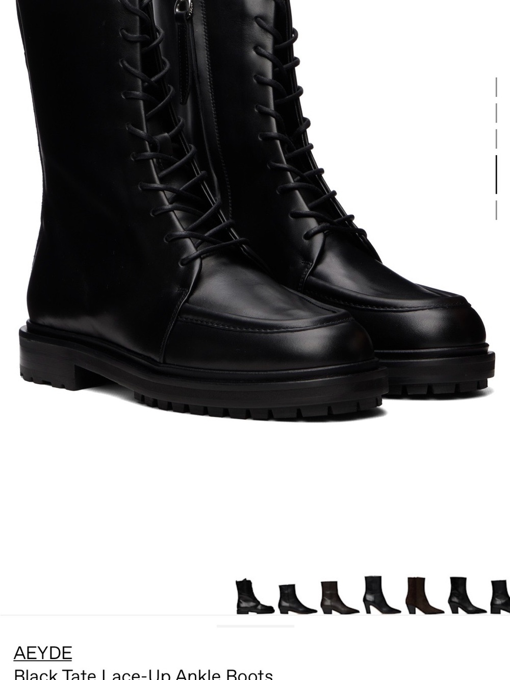 Aeyde Tate Black High Polished Lace-Up Boots - Picture 8 of 12